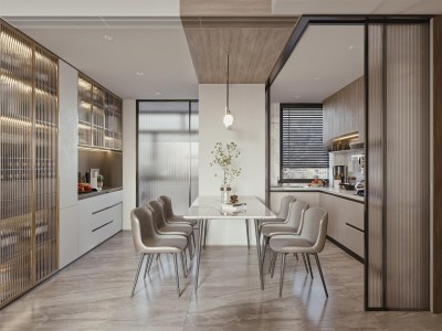 现代家居餐厅3D模型下载